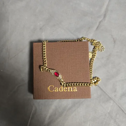 CADENA GOLD-TONE NECKLACE WITH RED GEM – BOXED