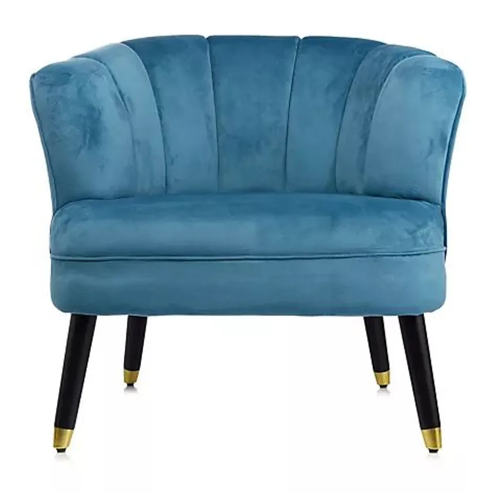 MY HOME STORIES VELVET ARMCHAIR WITH GOLD TIPPED LEGS - TEAL