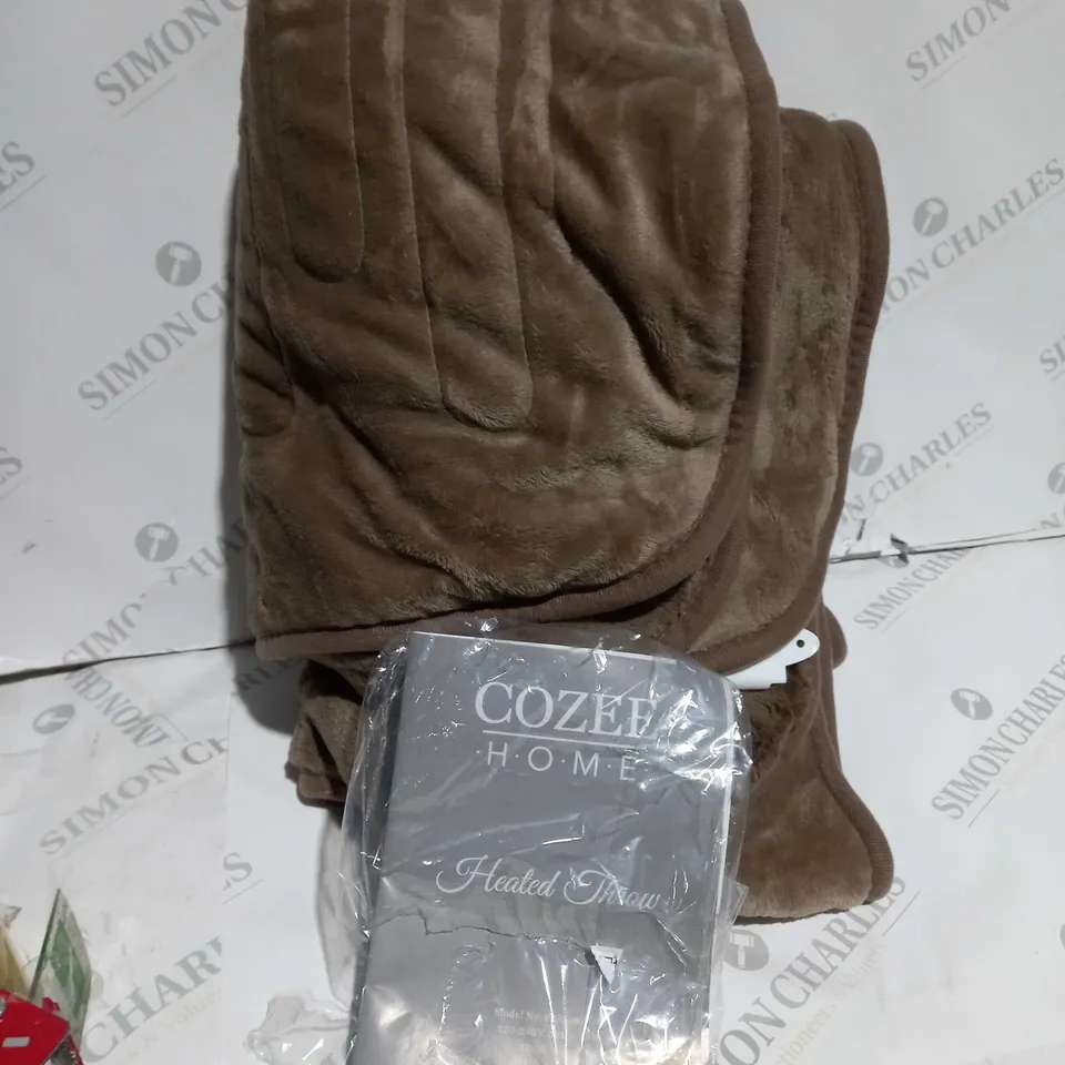 COZEE HOME HEATED BLANKET IN DARK TAUPE