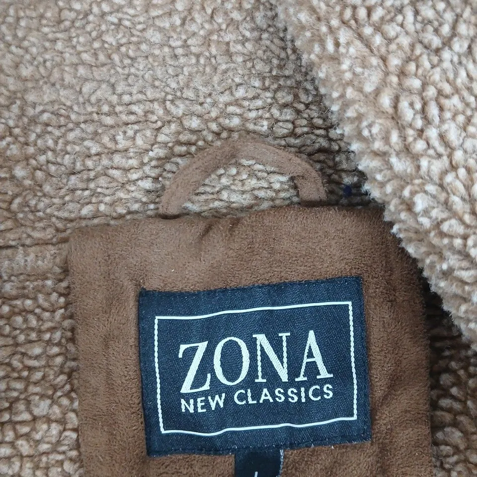 ZONA NEW CLASSICS BROWN SUEDE SHEARLING COAT – SIZE L