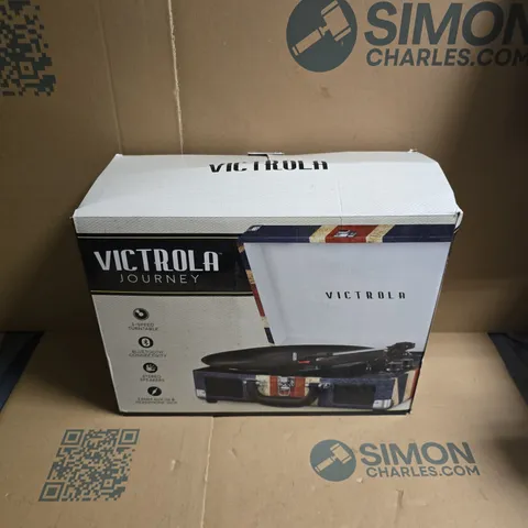 BOXED VICTROLA VSC-550BT TURNTABLE IN BLUE/RED/WHITE