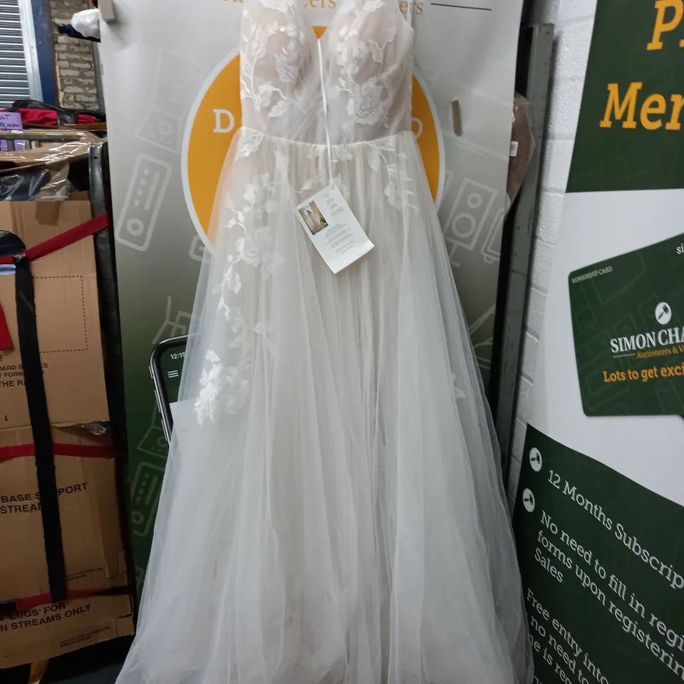 STELLA YORK IVORY NET WEDDING DRESS - UK 12