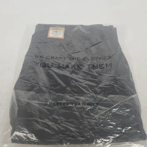 CHARLES TYRWHITT NAVY SLIM-FIT LINEN-COTTON CHINOS, 38W X 30L
