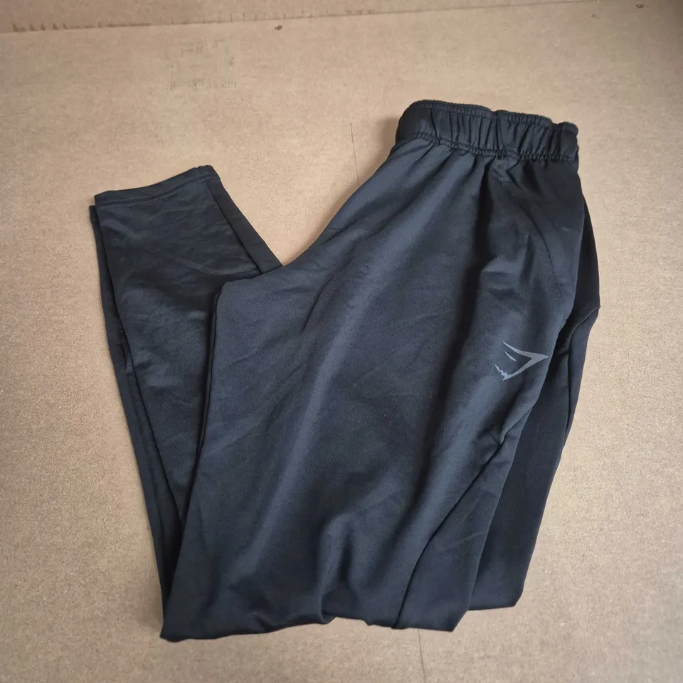 GYMSHARK LOGO TRACKSUIT BOTTOMS IN BLACK - SMALL