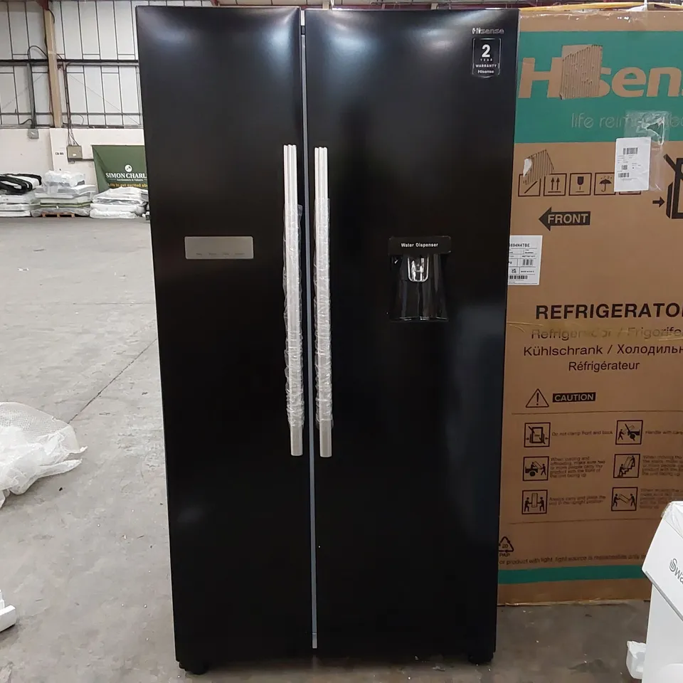 HISENSE RS741N4WBE NON-PLUMBED TOTAL NO FROST AMERICAN FRIDGE FREEZER - BLACK - E RATED