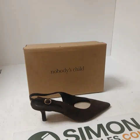 NOBODY'S CHILD BROWN SUEDE SLINGBACK HEELS