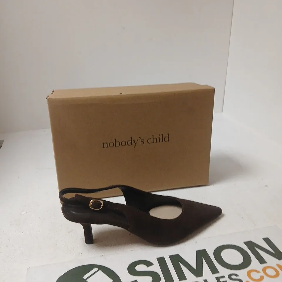 NOBODY'S CHILD BROWN SUEDE SLINGBACK HEELS
