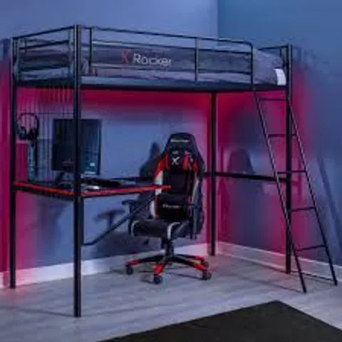 BOXED X ROCKER ICARUS XL GAMING HIGH SLEEPER WITH DESK - BLACK (2 BOXES)