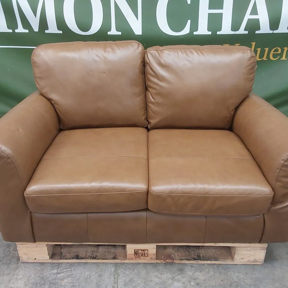 BAILEY 2 SEATER LEATHER SOFA - TAN RRP £829