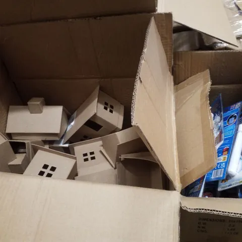 PALLET CONTAINING ASSORTED CHRISTMAS PRODUCTS & DECORATIONS INCLUDING MACHE HOUSE DECORATIONS, MAGIKSNOW, MINI CROSS STITCHES, RESIN GINGERBREAD DECORATIONS & LARGE CERAMIC LED LANTERNS