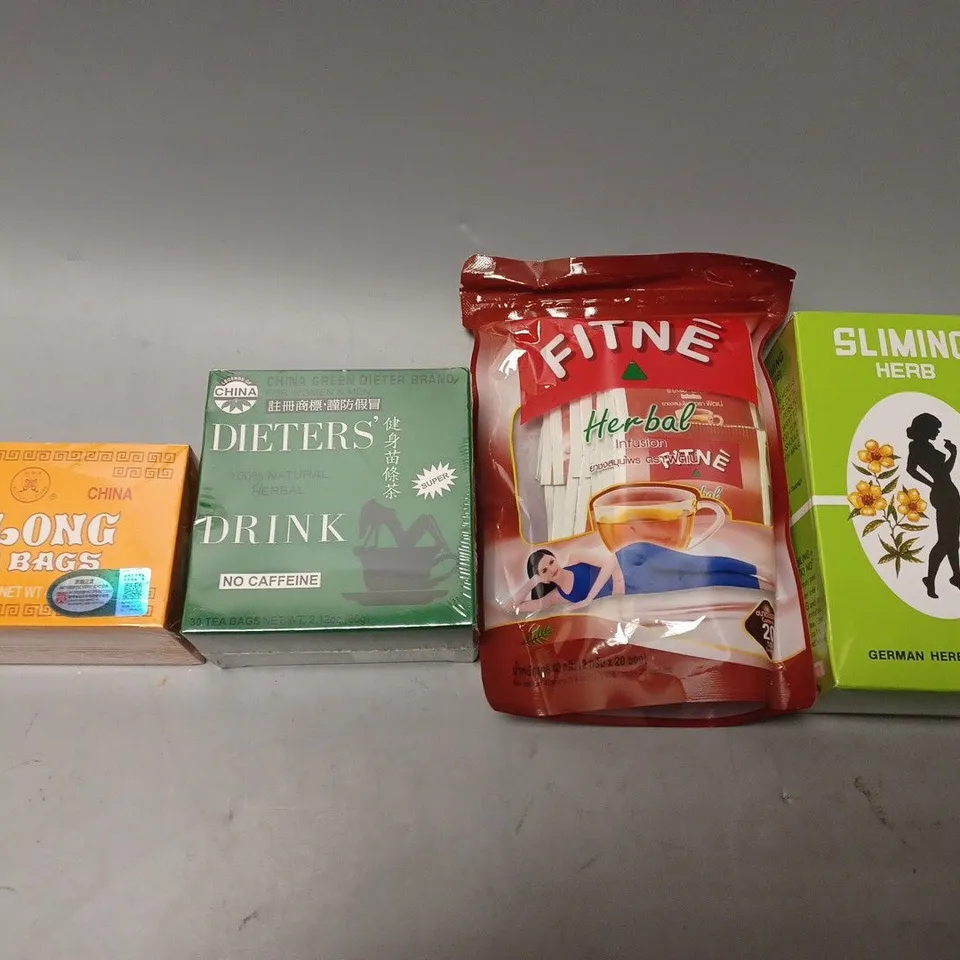 LOT OF APPROX 14 ASSORTED FOOD & DRING ITEMS TO INCLUDE - SLIMING HERB - DIETERS NO CAFFEINE TEA - OOLONG TEA BAG ETC