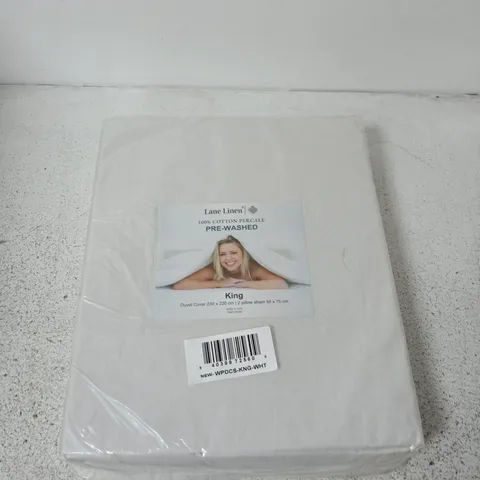 LANE LINEN KING DUVET COVER SET – 100% COTTON PERCALE, PRE-WASHED (BOXED)