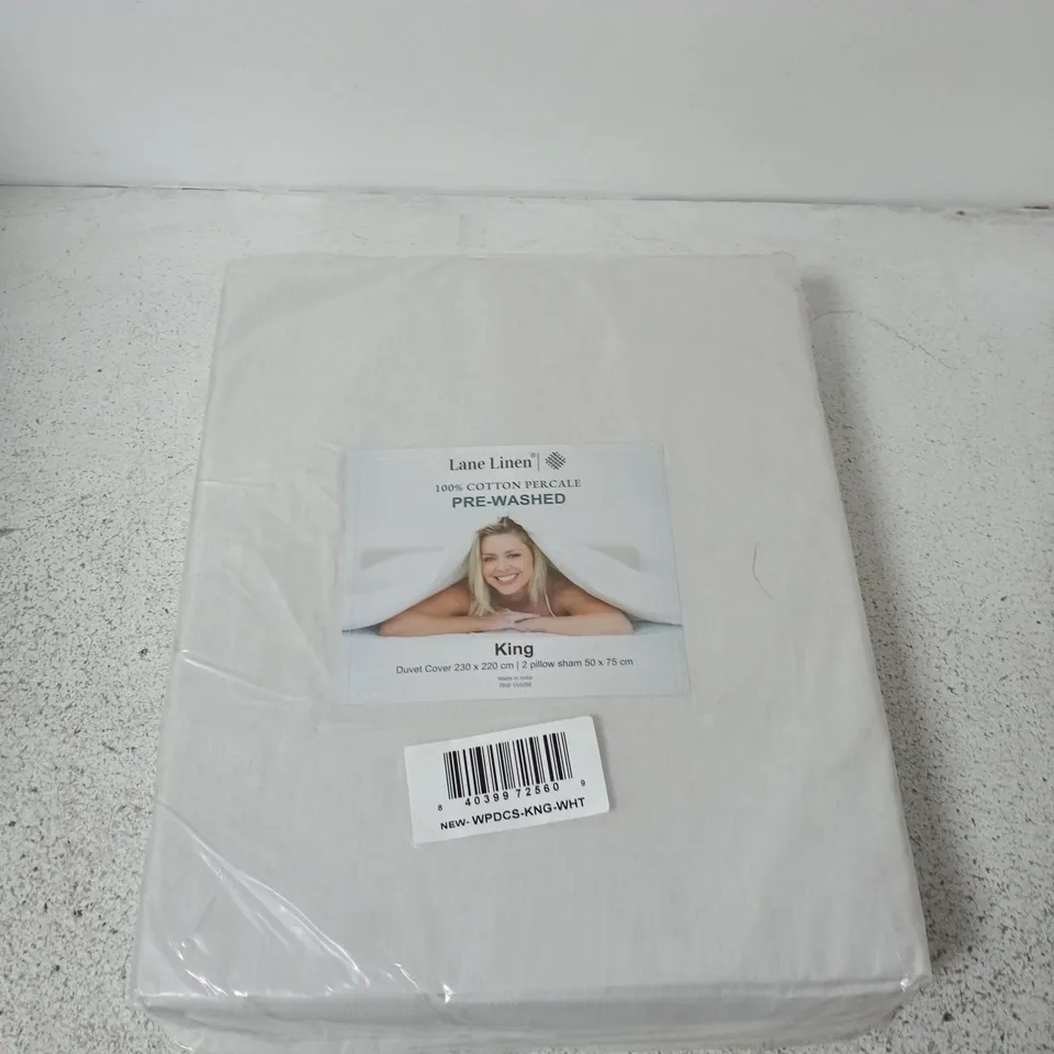 LANE LINEN KING DUVET COVER SET – 100% COTTON PERCALE, PRE-WASHED (BOXED)
