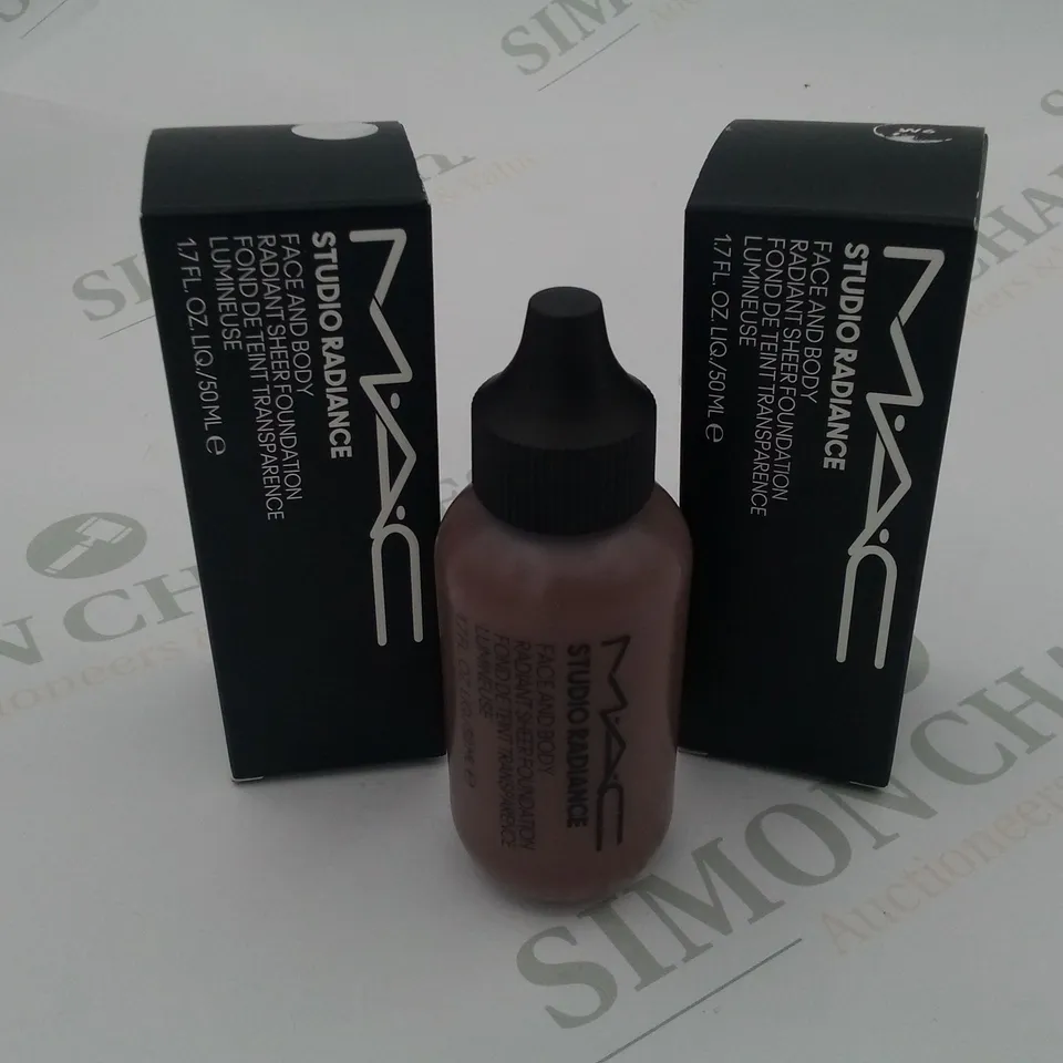 x2 MAC STUDIO RADIANCE SHEER FACE & BODY FOUNDATION 50ML W6
