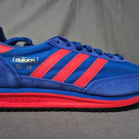 BOXED PAIR OF ADIDAS MEN'S SL 72 RS SHOES IN BLUE/RED UK SIZE 8