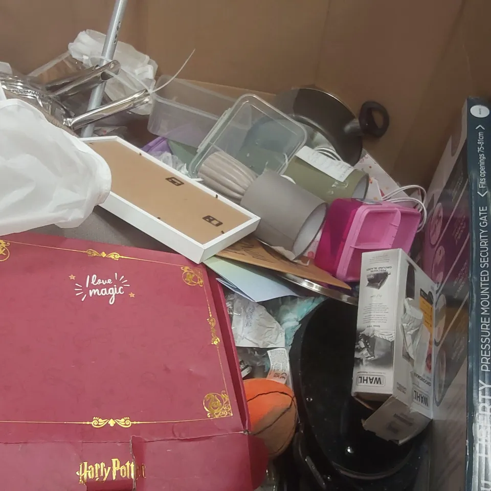 PALLET CONTAINING A VERY LARGE QUANTITY OF ASSORTED ITEMS INCLUDING: RUG, SAFETY GATE, TABLE LAMP, POTS & PANS ECT
