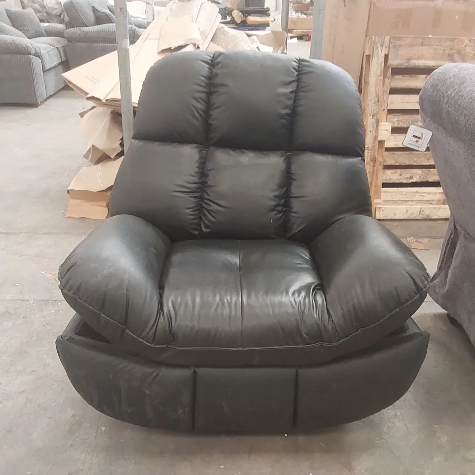 QUALITY DESIGNER FAUX LEATHER MANUAL RECLINER/ROCKING ARMCHAIR