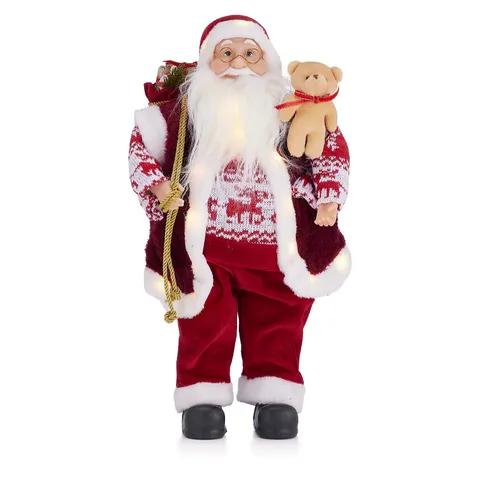 FESTIVE PRE LIT STANDING SANTA WITH BEAR