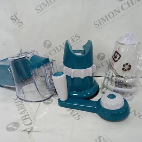 COOK'S ESSENTIALS SPEED GRATER & SLICER WITH SUCTION BASE IN TEAL