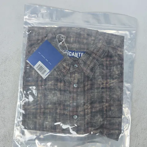BAGGED PICANTE ROCCO SHIRT BLEACHED CHECK NAVY SIZE LARGE