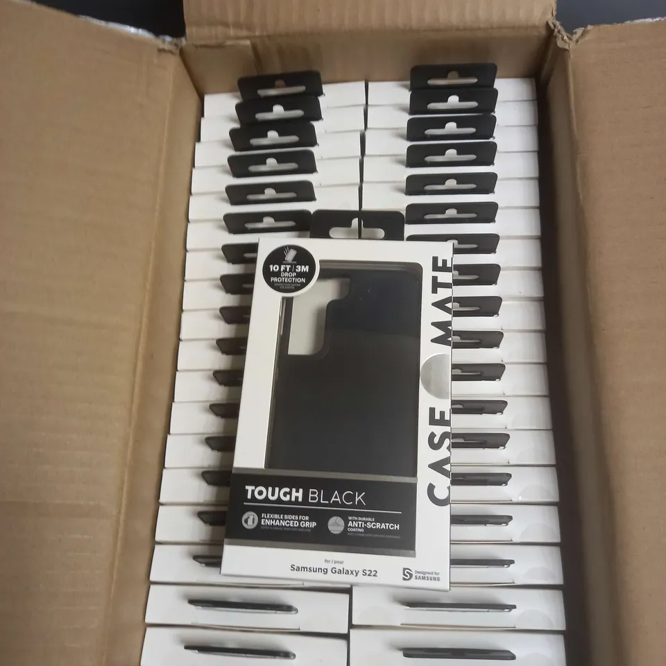 BOX OF APPROXIMATELY 38 CASEMATE TOUGH SAMSUNG GALAXY S22 PHONE CASES IN BLACK