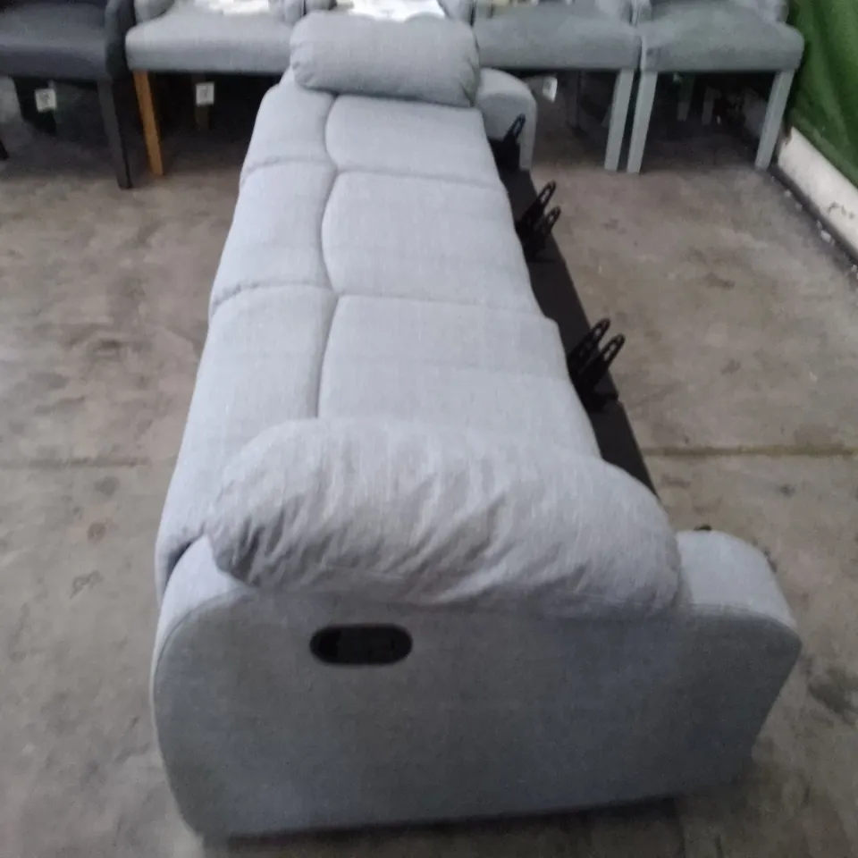 QUALITY DESIGNER 3 SEATER MANUAL RECLINER SOFA - GREY FABRIC (NO BACK)