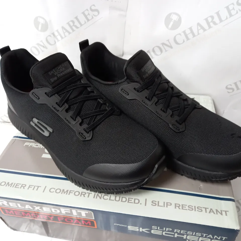 SKETCHERS SQUAD WORK SLIP RESISTANT TRAINERS BLACK SIZE 5.5