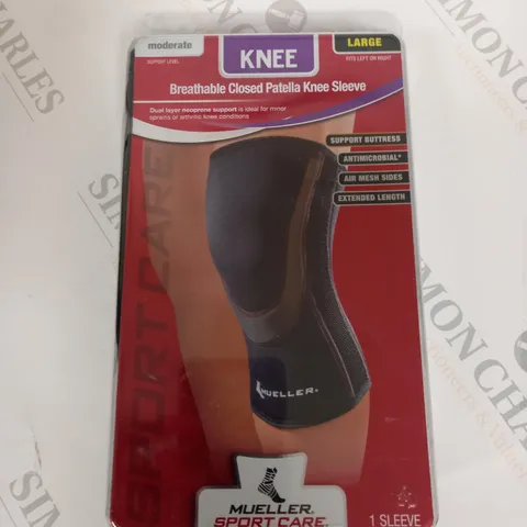 MUELLER BREATHABLE CLOSED PATELLA KNEE SLEEVE - LARGE