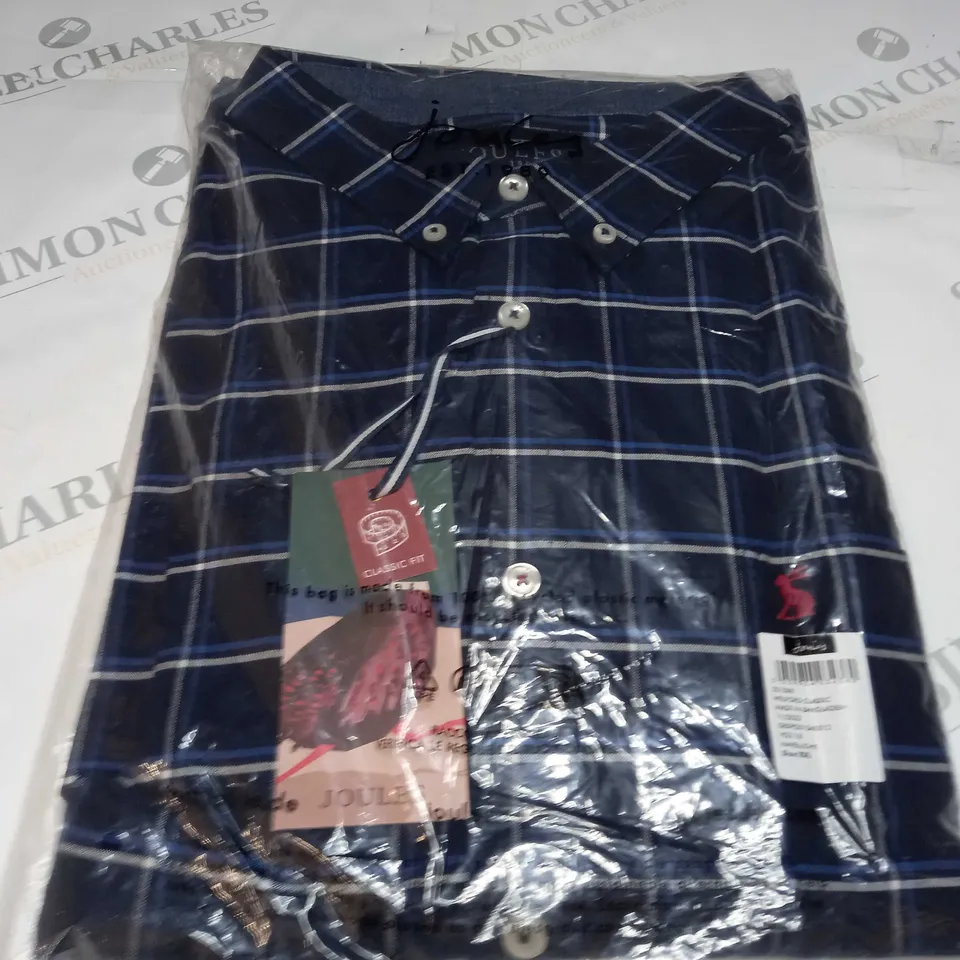 JOULES WELFOD CLASSIC CHECKER SHIRT IN NAVY/BLUE/WHITE - XXL