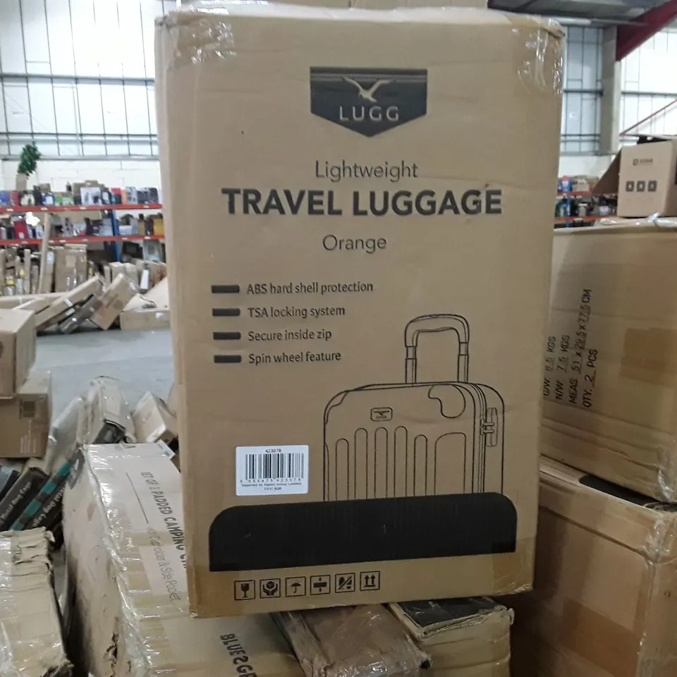 BOXED LUGG LIGHT WEIGHT TRAVEL LUGGAGE SUITCASE - ORANGE 