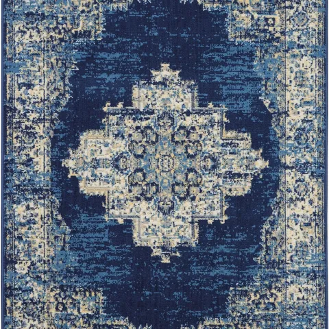 GRAFIX NAVY BLUE GRF14 POLYPROPYLENE VINTAGE AREA RUG - 4 FT X 6 FT