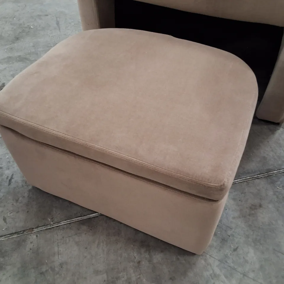 COLAMY UPHOLSTERED VELVET BARREL ACCENT CHAIR FURNITURE WITH STORAGE OTTOMAN - KHAKI (2 PARTS)