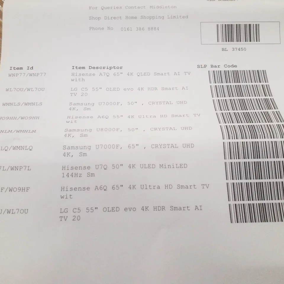 PALLET CONTAINING 9 ASSORTED DAMAGED TVS