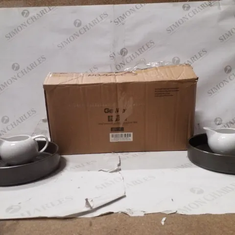 BOXED PACK OF 4 TERRA PORCELAIN BLACK PRESENTATION BOWLS WITH TEA CUPS