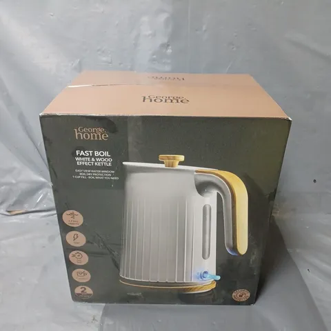 BOXED HOME FAST BOIL WHITE & WOOD EFFECT KETTLE