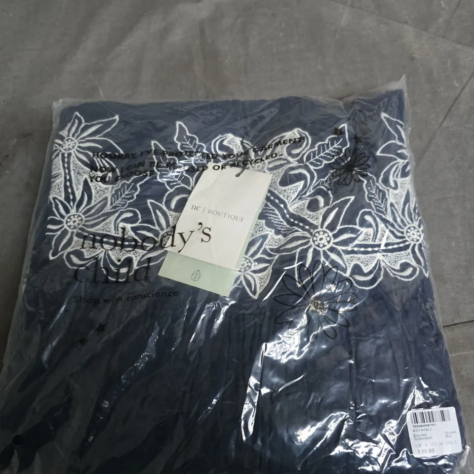 NOBODY'S CHILD KIM EMBROIDERED SKIRT – BLUE, UK 6