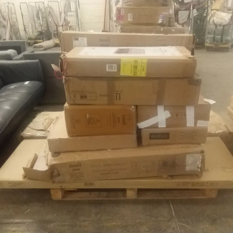 PALLET OF ASSORTED INCOMPLETE DESIGNER FURNITURE PARTS AND PIECES