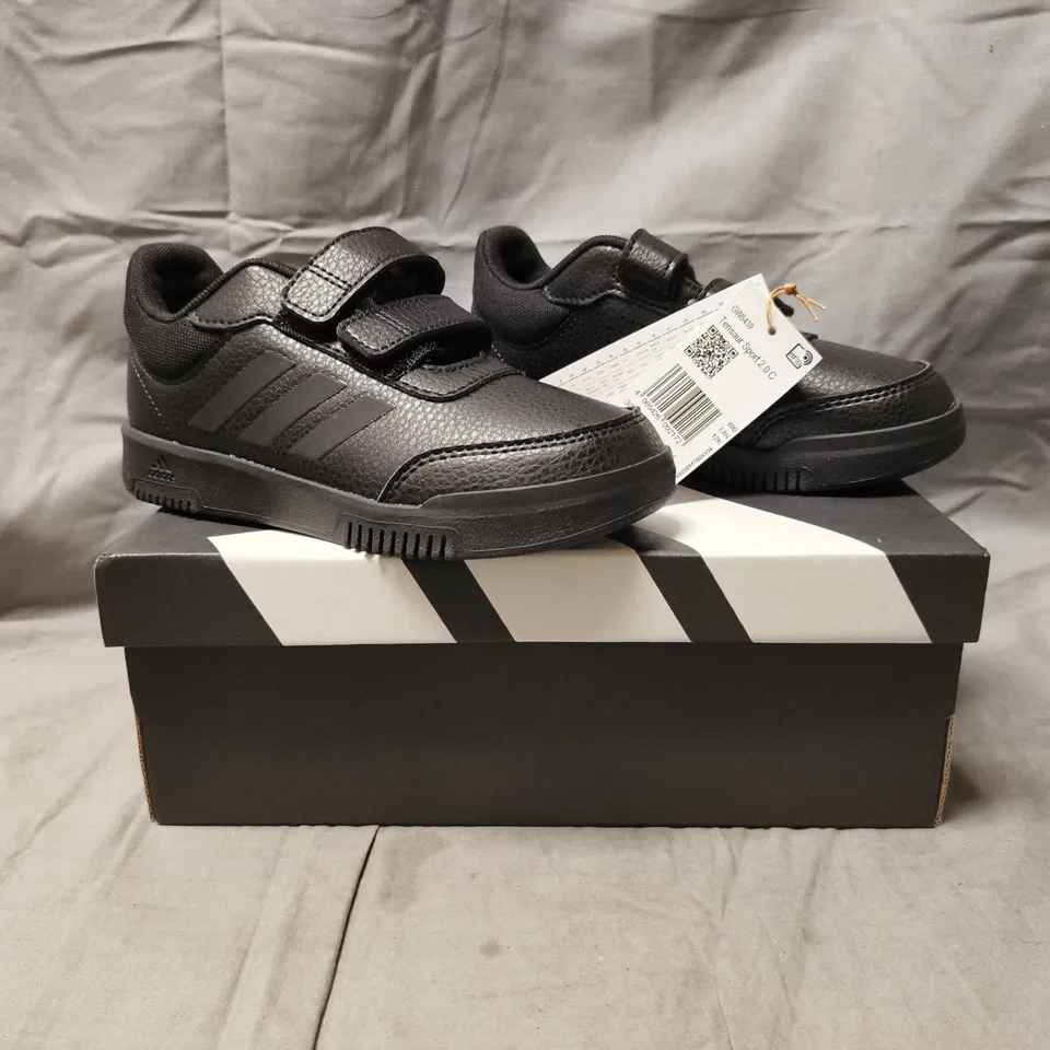 BOXED PAIR OF ADIDAS TENSAUR SPORT 2.0 KIDS SHOES IN BLACK SIZE UK 12