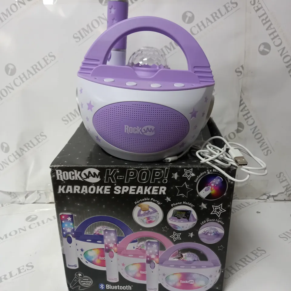 BOXED ROCKJAM 10-WATT RECHARGEABLE BLUETOOTH K-POP KARAOKE SPEAKER  RRP £49.99