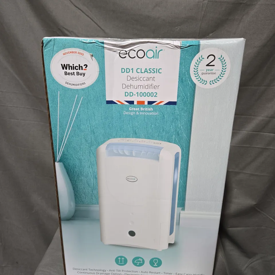 BOXED ECOAIR DD1 CLASIC DESICCANT DEHUMIDIFIER 