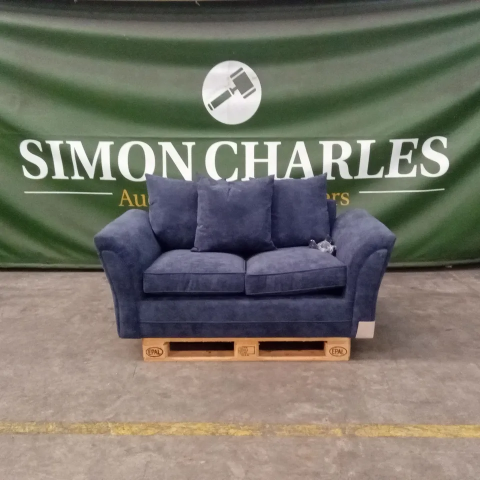 DURY FABRIC 2 SEATER SCATTER BACK SOFA - BLUE RRP £479