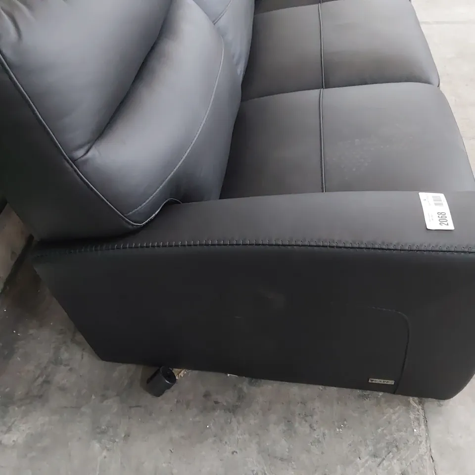 DESIGNER THREE SEATER SOFA BLACK LEATHER 