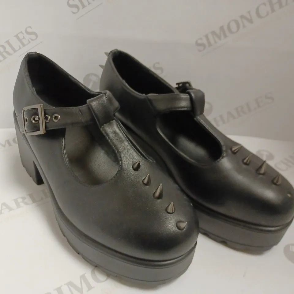 KOI VEGAN BLACK MARY JANES WITH SPIKE DETAIL - SIZE 6