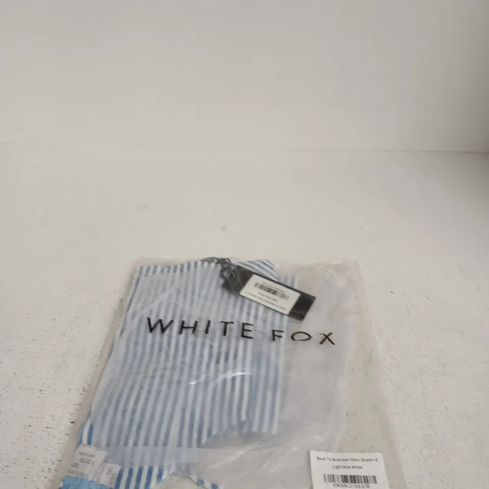 WHITE FOX BACK TO BUSINESS HALTER BUSTIER - LIGHT BLUE STRIPE, SIZE S