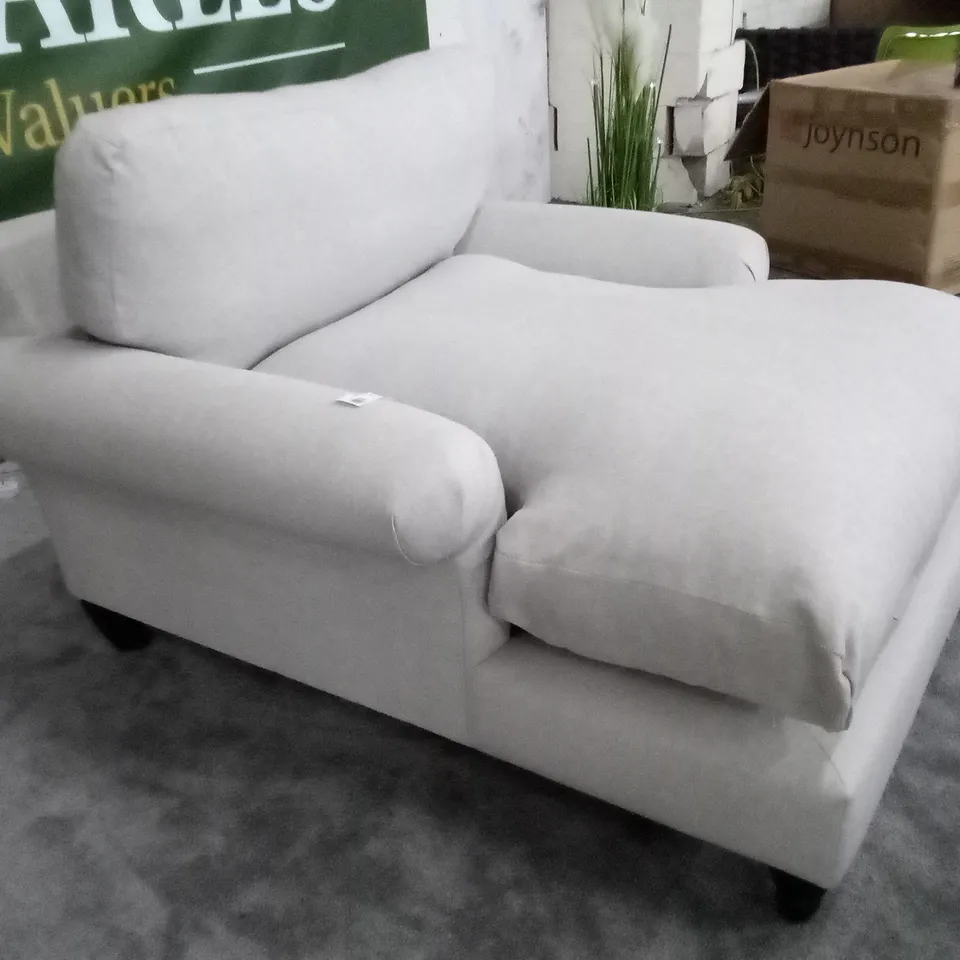 QUALITY DESIGNER EASY ARMCHAIR - LIGHT GREY FABRIC 