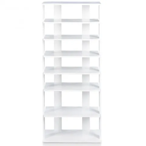 BOXED COSTWAY 7-TIERS DOUBLE SHOE RACK ENTRYWAY TALL DISPLAY SHELF VERTICAL CORNER SHOE STAND SHELF FOR 14 PAIRS