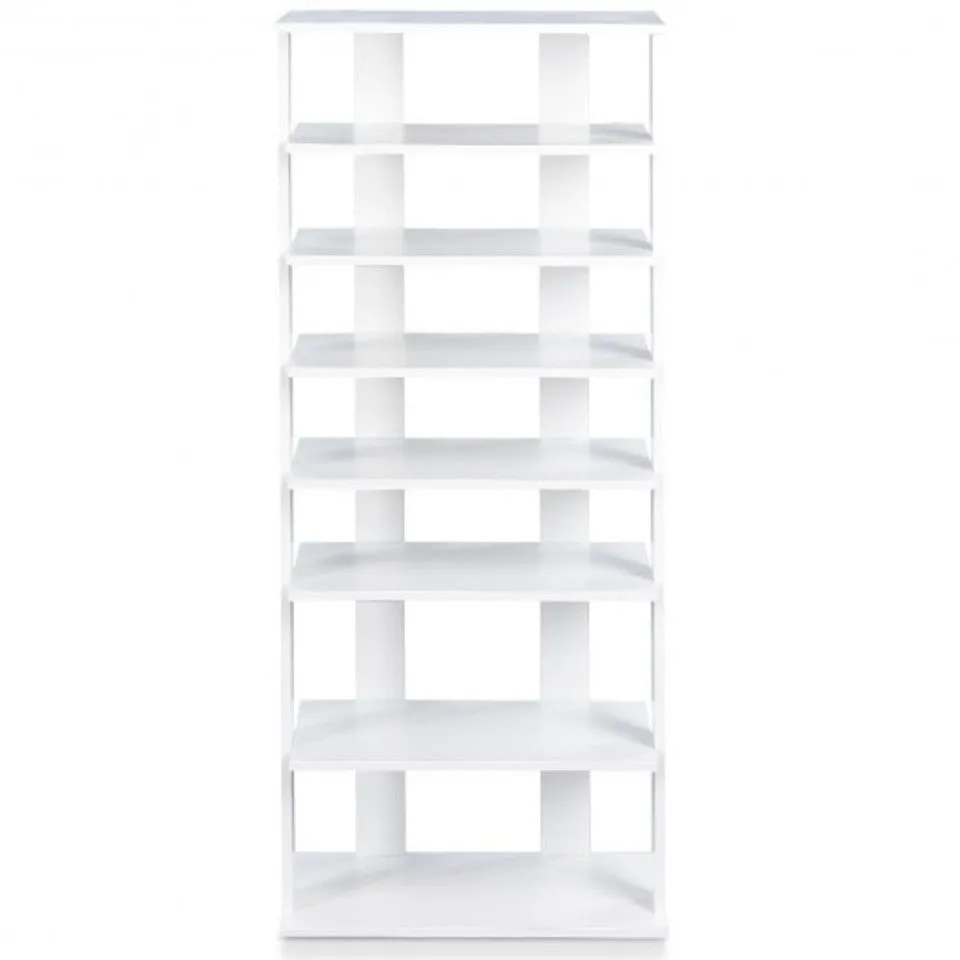 BOXED COSTWAY 7-TIERS DOUBLE SHOE RACK ENTRYWAY TALL DISPLAY SHELF VERTICAL CORNER SHOE STAND SHELF FOR 14 PAIRS