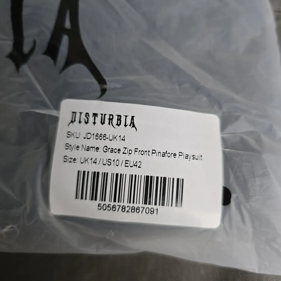 DISTURBIA GRACE ZIP FRONT PINAFORE PLAYSUIT – UK 14