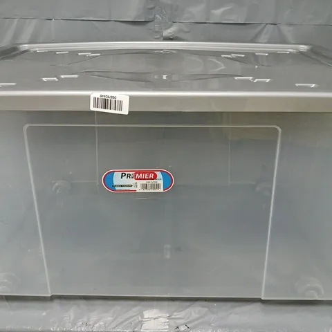 PREMIER 150L WHEELED STORAGE BOX & LID IN CLEAR/PLATINUM