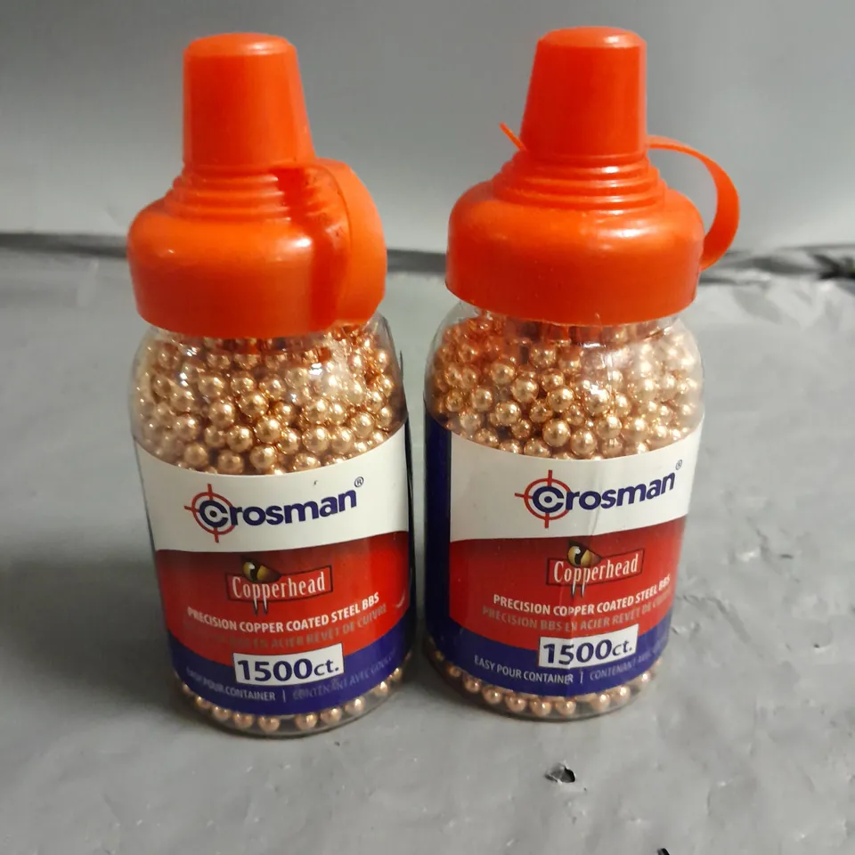 LOT OF 2 CROSMAN COPPERHEAD 1500CT PRECISION COPPER COATED STEEL BBS